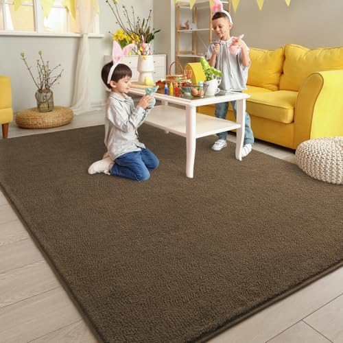 Pettop 4x6 ft Light Brown Area Rugs for Bedroom Living Room, Washable Memory Foam Indoor Carpet, Modern Aesthetic Minimalist Non Slip Soft Comfy Carpet for Boys Girls Dorm Home Decor - color: Light Brown, size: 4' X 6' (Rectangular)