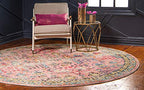 Rugs.com El Paso Collection Rug – 8 Ft Round Pink Medium Rug Perfect for Kitchens, Dining Rooms - color: Pink 2, size: 8' Round