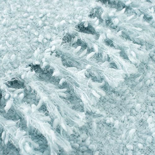 Winter Knit Throw Blanket Fluffy Fuzzy Soft Lightweight Cozy Farmhouse Tassels Chunky Knitted Throws for Couch Sofa Bed (Dream Blue, 60"x80") - color: Dream Blue, size: 60"x80"