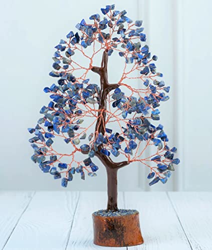 Crocon® Lapis Lazuli Chakra Crystal Tree of Life Gifts for Men Him & Family Handmade Gemstone Feng Shui Crystal Decoration Spiritual Gifts, Money Tree, Bithday Gift for Women Healing Crystals - color: Lapis Lazuli (Copper Wire)