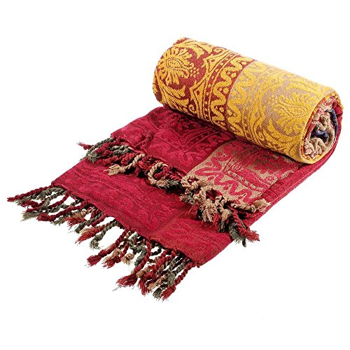 amorus Boho Sofa Cover, Chenille Jacquard Tassels Throw Blankets for Couch Bed, Decorative Sofa Slipcover Protector - Colorful Tribal Pattern (L,86 * 102inch) - color: Colorful Tribal Pattern, size: 86 x 102 in