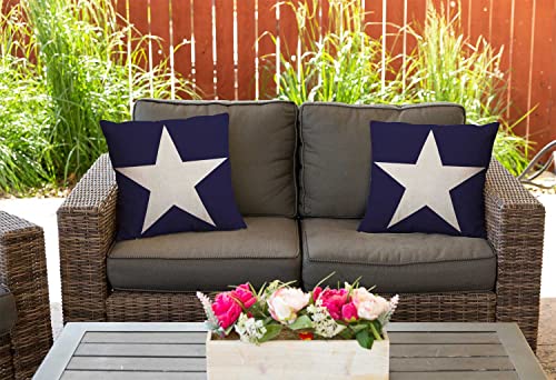 Nphuriy Blue Star Throw Pillow Cover Abstrat USA Star Design on The Blue Background Decorative Pillow Case Cotton Linen Cushion Cover Decor 16x16 Inch Pillowcase for Home - color: Multi 25