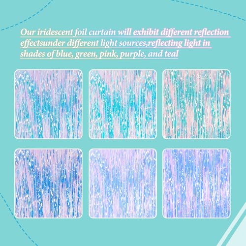 DECOCKRAT 3 Pack Foil Fringe Backdrop - Iridescent Shiny Tinsel Curtains for Party Decoration/Photo Booth Props - 3.3x8.2 FT Metallic Foil Backdrop for Birthday, Wedding, Graduation, Christmas. - color: Iridescent