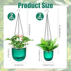 4Pcs Self Watering Hanging Planter, 6.5'' 4.5'' Hanging Plant Pots with Drainage Holes,Plastic Hanging Plant Flower Pots Baskets,Visible Hanging Planters for Indoor Plant Garden Home(Emerald)