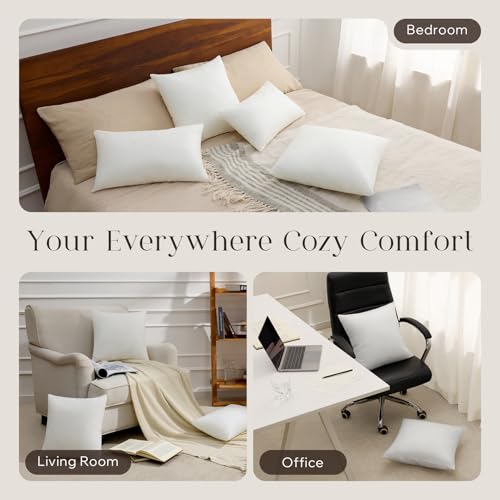 Phantoscope Pillow Inserts, Hypoallergenic 100% Virgin Fiber Square Form Microfiber Throw Pillow Inserts, Couch Bed Pillows 45x45 cm, 18x18 Inch (Pack of 4) - size: 18x18 Inch