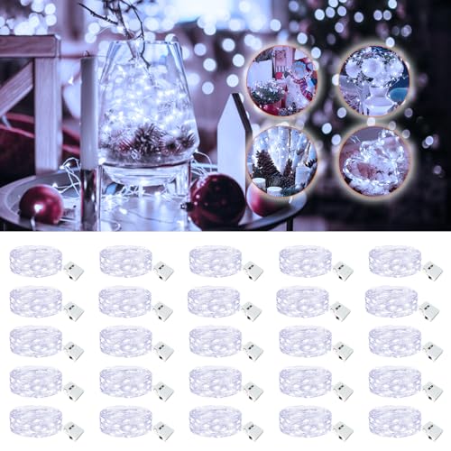 20 Pack Fairy Lights Battery Operated - 7ft 20 Led Twinkle Lights 3 Modes, Bulk Mini String Lights Waterproof for Mason Jars Vases DIY Party Wedding Decoration Christmas -Cold White - color: Cool White, size: 20 Pack