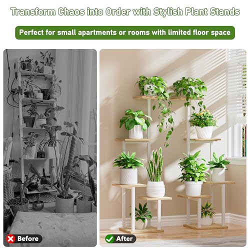 LATIBELL Plant Stand Indoor with Grow Light - 2 Pack Metal Plant Shelf for Indoor Plants Multiple, 5 Tiered Corner Plant Stand Shelves, Plant Rack Display Flower Holder for Living Room Patio (White) - color: White