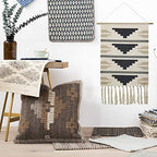 Macrame Woven Wall Tapestry Hanging Art, 20"x34" Extra Large Boho Chic Bohemian Morocco Black White Pyramid Geometric Tapestries Decor for Apartment Dorm Kids Living Bedroom Door Entrance Decoration