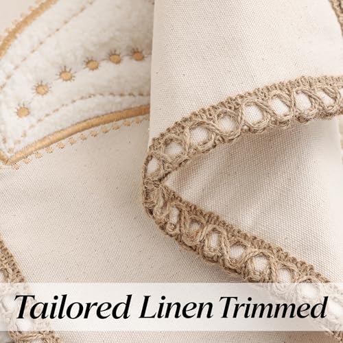 LUOYEHK Tropical Starfish Pillow Covers 18X18 Inch Set of 2 Beige Embroidered Throw Pillow Covers with Jute Rope Summer Decorative Pillowcase Square Cushion Covers for Couch Sofa Bed Home Decor - color: Beige Starfish