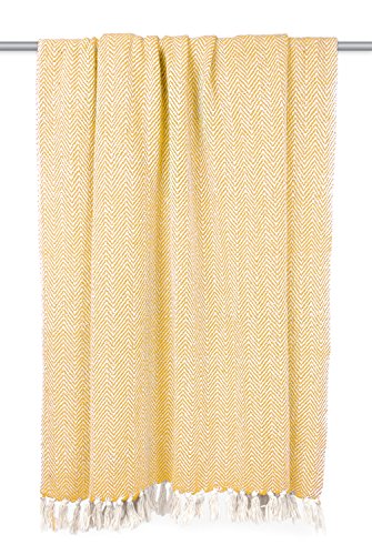 DII Chevron Throw Collection Handloomed Cotton, 50x60, Marigold - color: Marigold, size: 50x60"