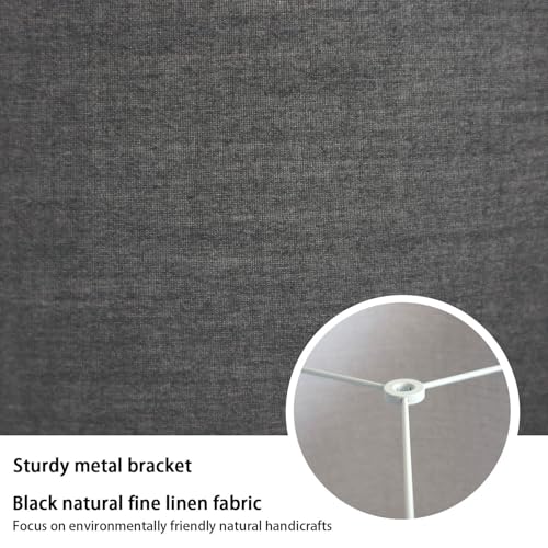 Black Lamp Shades Set of 2, Medium Drum Lamp Shade 13"Top x 13"Bottom x 10"High(Spider), Lampshades Replacement for Table Lamps Floor Lamps, Natural Linen Hand Crafted, Easy Assembly Required - color: Black, size: 13*13*10 inch-2 Pack