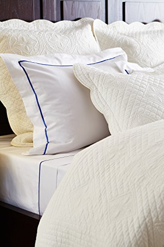 Calla Angel Sage Garden Luxury Pure Cotton Matelasse Quilted Pillow Sham, Euro, 26x26, Ivory - color: Ivory, size: European