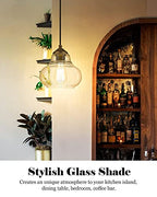 ELYONA 8 Inch Pendant Light Fixtures Seeded Bubble Glass Hanging Light Industrial Pendant Lighting for Kitchen Island Farmhouse Bar Bathroom Dining Room Oil Rubbed Bronze Finish - color: Bronze
