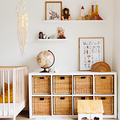 ANROYE Boho Macrame Woven Wall Hanging, Crochet Crescent Moon Star Dream Catcher with Long Tassel- White Cotton Handmade Bohemian Nursery Decor Decoration Art Craft for Kids Bedroom Dorm Room - color: Cream White, size: With Light