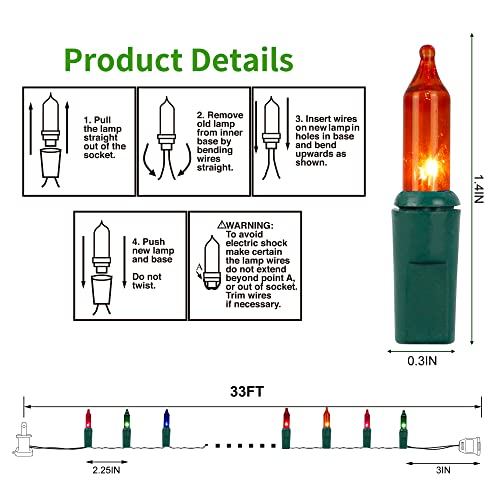 LJLNION Christmas Lights, 150 Count 33 FT Green Wire Xmas Tree Lights, 120V UL Certified Connectable for Holiday Party Outdoor Indoor Decoration, Multicolor - color: Multicolor
