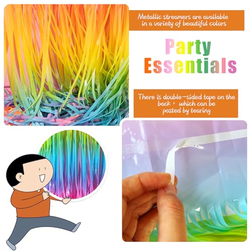 3 Pack Backdrop Pastel Rainbow Foil Fringe Backdrop Curtains Dance Party Decorations Photo Booth Props for Bachelorette Easter Decorations Christmas Halloween New Years Eve Party Supplies - color: Colorful