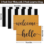 Timgle 4 Pack Hello and Welcome Doormat 30'' x 18'' Black and White Striped Rug 35'' x 24''Front Door Mats for Front Door Farmhouse Outdoor Doormats for Indoor Outside Entryway