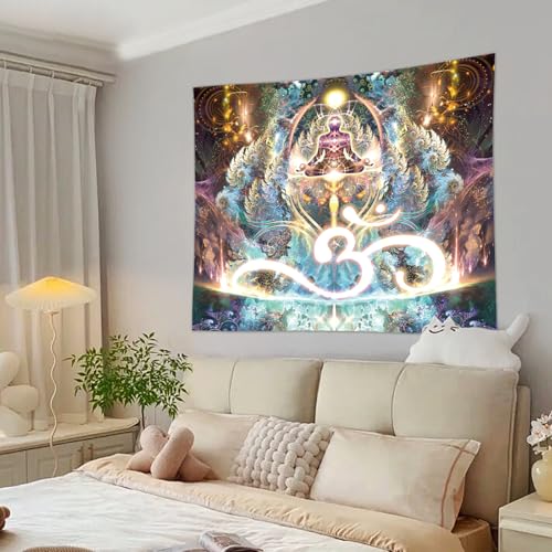 Nebula Starry Sky Tapestry Large Wall Hanging for Bedroom Living Room Space Decor Art for Home - color: Meditation, size: 59.1"L x 51.2"W