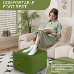 MeMoreCool Square Stuffed Pouf Ottoman Foot Rest, Floor Pouf Foot Stool with Foam Chunk Filling, Soft Stuffed Ottoman Footrest for Living Room, Green - color: Striped Green