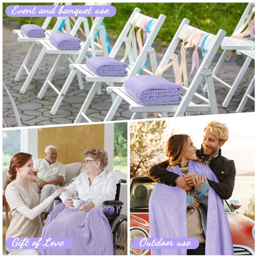 Buryeah 12 Pcs Flannel Throw Blanket Bulk 50 x 60 in Sleepover Blanket Outdoor Wedding Throw Lightweight, Oeko-tex Standard 100 Certified for Sofa Homeless Gifts (Light Purple) - color: Light Purple