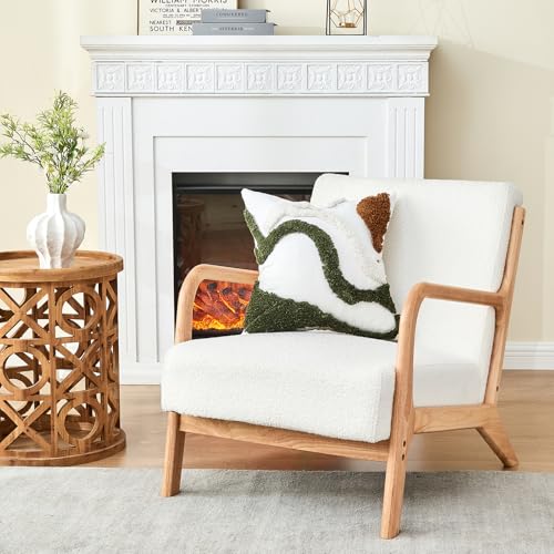 lifein 18x18 Pillow Covers-Throw Pillow Covers Boho Couch Pillows Embroidered Decorative Accent Pillows Mid Century Textured Pillowcases for Couch Sofa Living Room Bed (Olive Green and Cream) - color: C-cr711-g(1 Pack Without Pillow Insert), size: 18" x 1