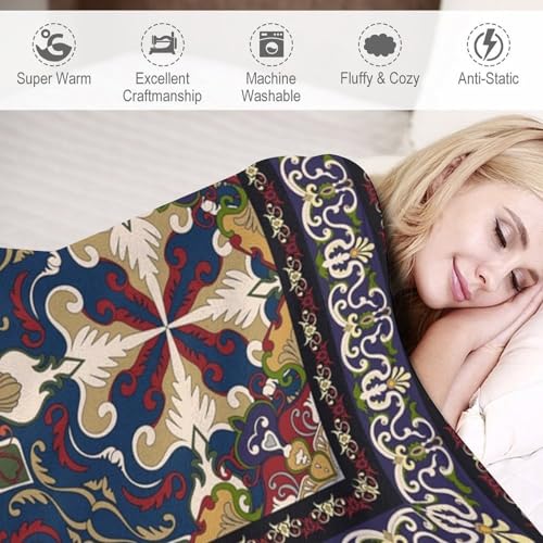 Boho Throw Blanket,Vintage Geometric Textured Rustic Pattern Soft Throw Blanket for Couch Sofa Camping Office Travel Home Bedroom Decor All Seasons 30"x40" - color: Boho-10, size: 30x40in