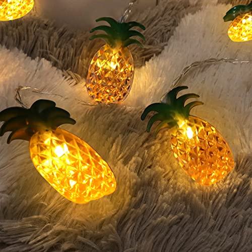 Vigdur 2 Packs Pineapple String Lights - Battery Operated with 20LED Fun Patio Lights for Party Bedroom Home Birthday Indoor Outdoor Hawaiian Tropical Tiki Gifts Decor,13Ft - color: Pineapple Lights
