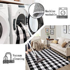 Buffalo Plaid Rug 5.5'x7.5'Black and White Area Rug,Washable Cotton Woven Indoor/Outdoor Rug for Farmhouse/Dining Room/Bedroom/Living Room Rug Retro Lattice Checkered Carpet - size: 5.5'x 7.5'
