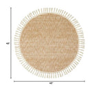 Collive Hand Woven Round Area Rug Soft Cotton Machine Washable Carpet 4ft Farmhouse Rugs with Tassels, Tan/Cream Circle Rugs for Bedroom Living Room Dining Room Table Office - color: Tan/Cream, size: 4' (Round)