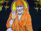 Sai Baba batik sequin Cotton Wall Hanging Painting : Size 43"x30" Inches - color: Sai baba