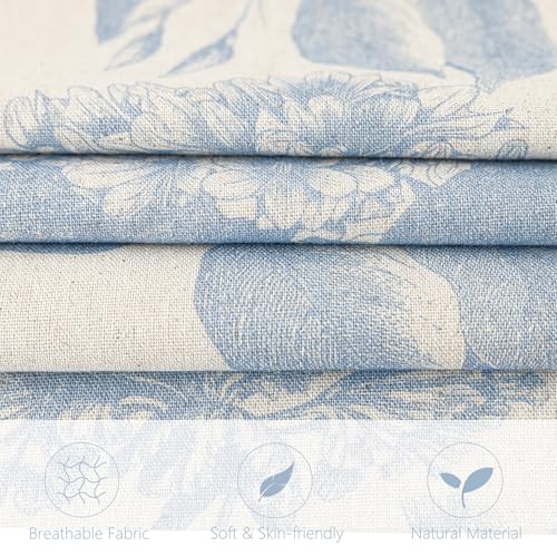 Foindtower Set of 2 Linen Floral Vintage Throw Pillow Covers Neutral Accent Decorative Cozy Cushion Covers Farmhouse Boho Home Decor for Sofa Chair Couch Bedroom Living Room,18×18 Inch,Sky Blue - color: Sky, size: 18" x 18" (Pack of 2)