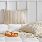 WARMDERN Khaki Striped Pillow Covers Queen Pillow Cases Soft Microfiber Stripe Pillow Cases Set of 2 Boho Tufted Stripes Textured Pillowcase with Envelope Closure(Khaki, Queen, 20x30 Inches) - color: Khaki-striped, size: 20" x 30" (Pack of 2)