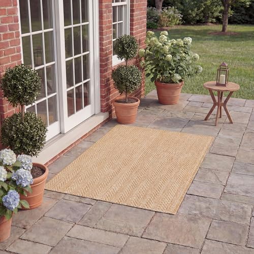 SAFAVIEH Outdoor Accent Rug 2'x3'7" - Courtyard Collection - Coastal Design, Natural & Cream, Durable & Easy Cleaning, Ideal for Patio, Entryway, Mudroom (CY8022-03012) - color: Natural/Cream, size: 2' x 3'7" (Rectangular)