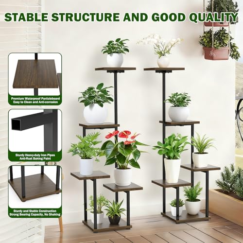 2 Packs Plant Stand Indoor Wood Flower Stand for Multiple Plants 40.6 Inch Indoor Plant Shelf 5 Tiered Corner Plant Stand Shelves Plant Rack Display Flower Holder for Living Room Patio Balcony Décor