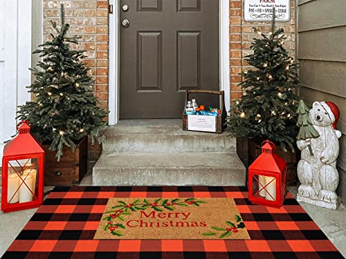 Fall Plaid Area Rug 3x5 Ft, Orange and Black Buffalo Check Large Farmhouse Cotton Rug, Hand-Woven Washable Indoor Outdoor Carpet for Halloween Thanksgiving Autumn Porch Patio Decor - color: Orange & Black, size: 3' x 5' (Rectangular)