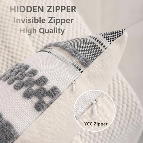 14x36 Pillow Cover Boho Lumbar Throw Pillow Cover Long Body Decorative Pillow Case Accent Chenille Striped Pillowcase Farmhouse Cushion Case for Home Decor Gray (1 Piece) - color: Gray Stripe, size: 36" x 14" (Pack of 1)