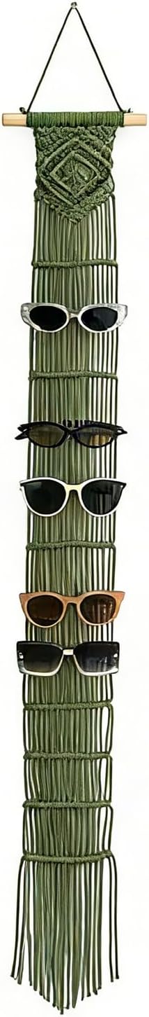 Macrame Sunglasses Holder Boho Wall Hanging Minimalist Eyewear Organizer Wall Sunglasses Rack