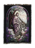 Pure Country Weavers Stained Glass Shepherd - Religious Gift Tapestry Throw Woven from Cotton - Made in The USA (50X60) - color: Stained Glass Shepherd, size: 50x60