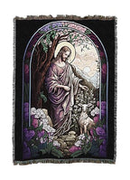 Pure Country Weavers Stained Glass Shepherd - Religious Gift Tapestry Throw Woven from Cotton - Made in The USA (50X60) - color: Stained Glass Shepherd, size: 50x60