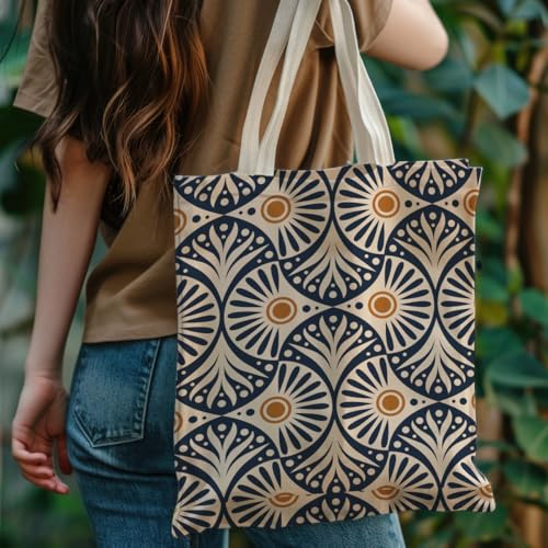 Boho Style Canvas Bag for Women Boho Fashion Tote Bag for Bohemian Lover - color: Navyfloral Bag