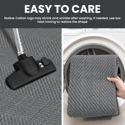 IOHOUZE Small Area Rug 2x3 Washable Woven Rugs for Entryway Non Slip Rubber Backed Front Door Rugs Indoor Doormat Throw Rug Floor Carpet for Entrance Kitchen, Charcoal/Dark Grey - color: Charcoal/Dark Grey, size: 2' x 3' (Rectangular)