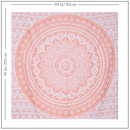 THE ART BOX Rose Gold Ombre Tapestry Wall Hanging Mandala – Bohemian Room Decor – Cotton Throw Tapestry – Boho Bedding Queen Bedspread 90x104 Inches - color: Rose Gold, size: 85"L x 90"W