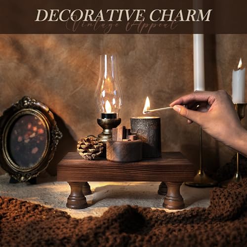 EOSAHR Farmhouse Pine Wood Risers for Decor in Kitchen & Bathroom - Risers Display Stands for Home Decor - Stylish Perfume Organizer for Placing Soap Dispenser on Small Vanity (Brown, 8.5") - color: B-Pine Wood-Brown