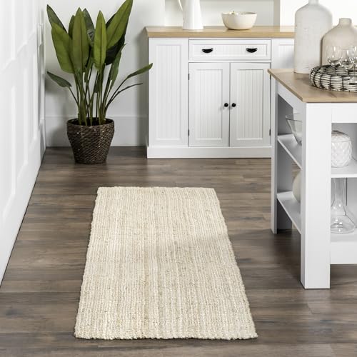 Nuloom Ashli Hand Woven, Off-White, 2'6" x 10', Farmhouse, Jute, Soft and Textured, High Traffic, Stain Resistant, Easy Clean, Durable Runner for Bedroom, Living Room, Dining, Den, Foyer, Entryway - color: Off White, size: 2'6" x 10' (Runner)