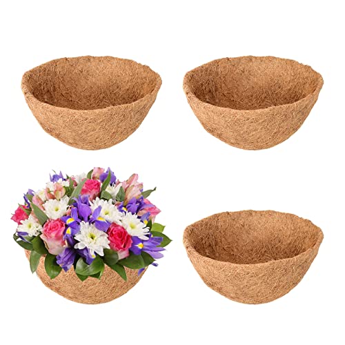 Legigo 4 Pack 10 Inch Hanging Basket Coco Liners Replacement, 100% Natural Round Coconut Coco Fiber Planter Basket Liners for Hanging Basket Flowers Vegetables - color: 4pcs, size: 10 Inch