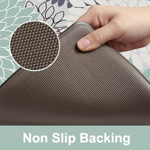 KIMODE Half Circle Kitchen Mats for Floor Cushioned Anti Fatigue,Semi Round Farmhouse Kitchen Rugs Non Slip,Memory Foam Kitchen Mat Decor for Sink Laundry Bathroom,Multi Cyan - color: Multi Cyan, size: 28" x 18" (1 PC)--0.47 inches
