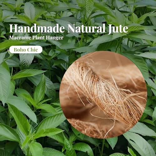 LEWESU Jute Macrame Plant Hanger Indoor Set of 2 Hanging Planter Basket Flower Pot Holder with Decorative Wood Beads & No Tassels for Indoor Outdoor Boho Home Decor, 35 Inch Brown (Pots Not Included) - color: Brown, size: 35" Set of 2