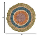 SAFAVIEH Natural Fiber Round Collection 5' Round Green/Multi NF201D Handmade Boho Charm Farmhouse Jute Area Rug - color: Green/Multi, size: 5' (Round)
