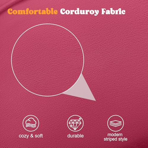 MeMoreCool Stuffed Round Pouf Ottoman Foot Rest, Floor Pouf Foot Stool with Soft Foam Chunk Filling, Small Round Ottoman Footstool Circle Footrest for Living Room - color: Piping Magenta