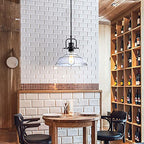 Zlepmlla Glass Pendant Light，Black Pendant Light Fixtures with Seeded Glass Shade, Adjustable Height Hanging Lights for Hallway, Kitchen Island, Dinning Room（Bulb not Included） - color: Black